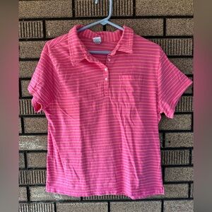 Old Navy Vintage Pink and Yellow Striped Polo Girls Size XL